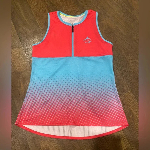 Loco Skailz Performance Sleeveless Fishing Shirt UPF50 Zip Red/Blue Size Large - Picture 6 of 9